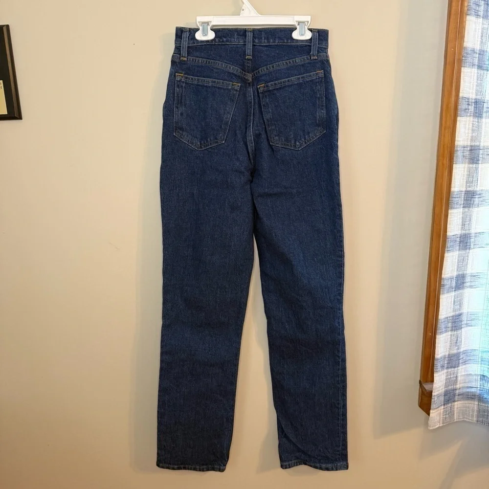 ABERCROMBIE Curve Love 90s Straight Ultra High Rise Dark Wash 0 Regular